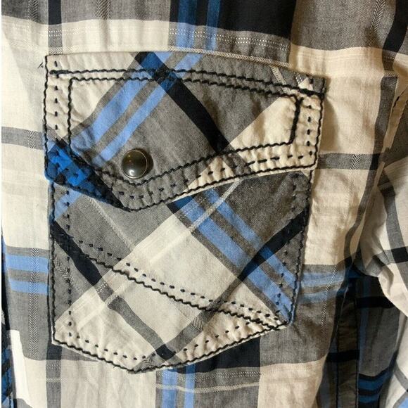 BKE Athletic Fit Men's Size Large Plaid Pearl Snap Buttons Long Sleeves - Picture 6 of 8